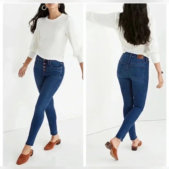 Madewell 10" high Rise Skinny Jeans Denim Blue
Wash Button fly Raw Hem Size 30 - Picture 10 of 14